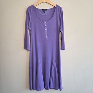 Lauren Ralph Lauren Women's Cotton Lavender Henley Knit Dress Sz XL